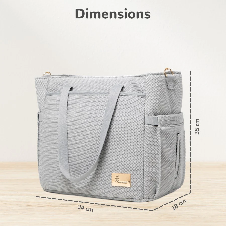 Caramello Tote Multi Purpose Diaper Bag With Spacious Storage - Grey - Image 8