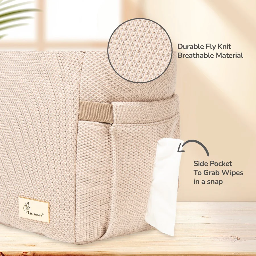 Caramello Tote Multi Purpose Diaper Bag With Spacious Storage - Beige - Image 3