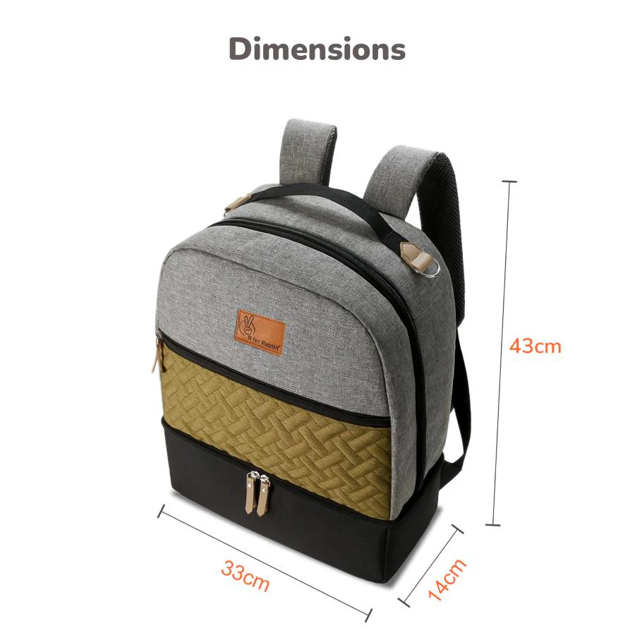 Caramello Truffle – Large Capacity Diaper Bag with Stroller Attachment - Black Mustard - Image 8
