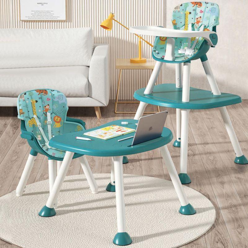 Cherry Berry Safari Baby High Chair, 3 in 1 Convertible High Chair Cum Kids Study Table - Lake Blue - Image 2