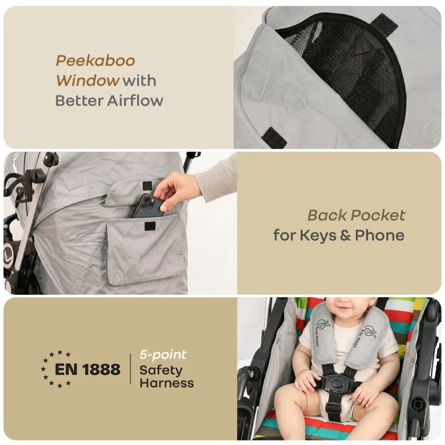 Chocolate Ride Baby Stroller With Personalized Name Plate - Rainbow - Image 9