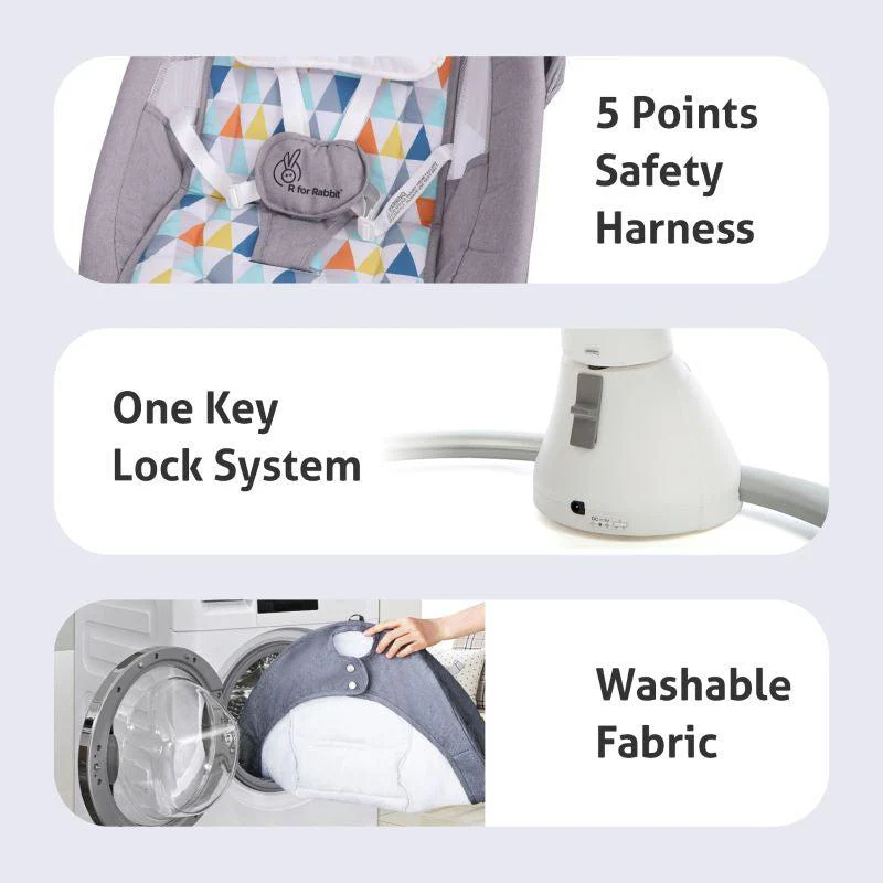 Cocoon The Smart Auto Baby Swing - Grey Multi - Image 7