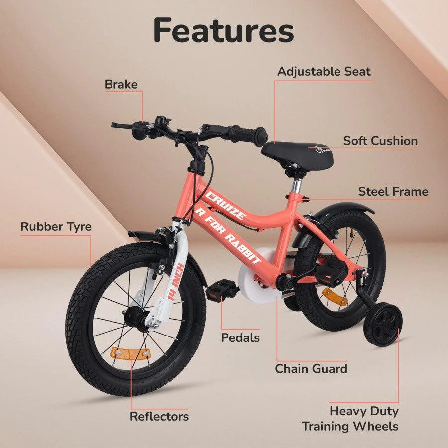 Cruize Bicycle For Kids 14 Inch With 90% Plug N Play Installation - Peach - Image 6