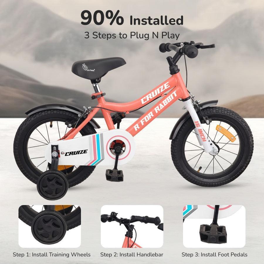 Cruize Bicycle For Kids 16 Inch 90% Plug N Play Installation - Peach - Image 4