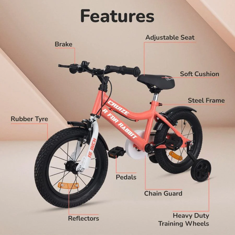 Cruize Bicycle For Kids 16 Inch 90% Plug N Play Installation - Peach - Image 6