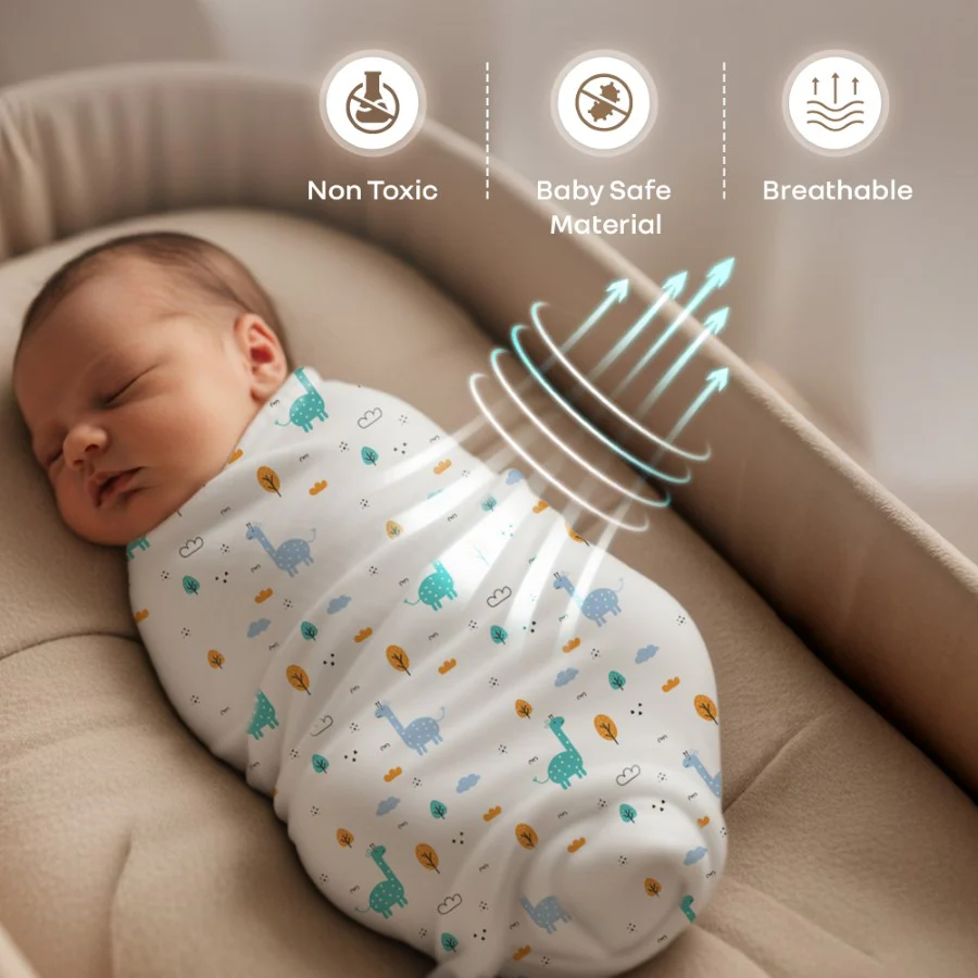 Cuddlez 100% Muslin Baby Swaddle for Newborns (Pack of 3) - Multi Safari - Image 4