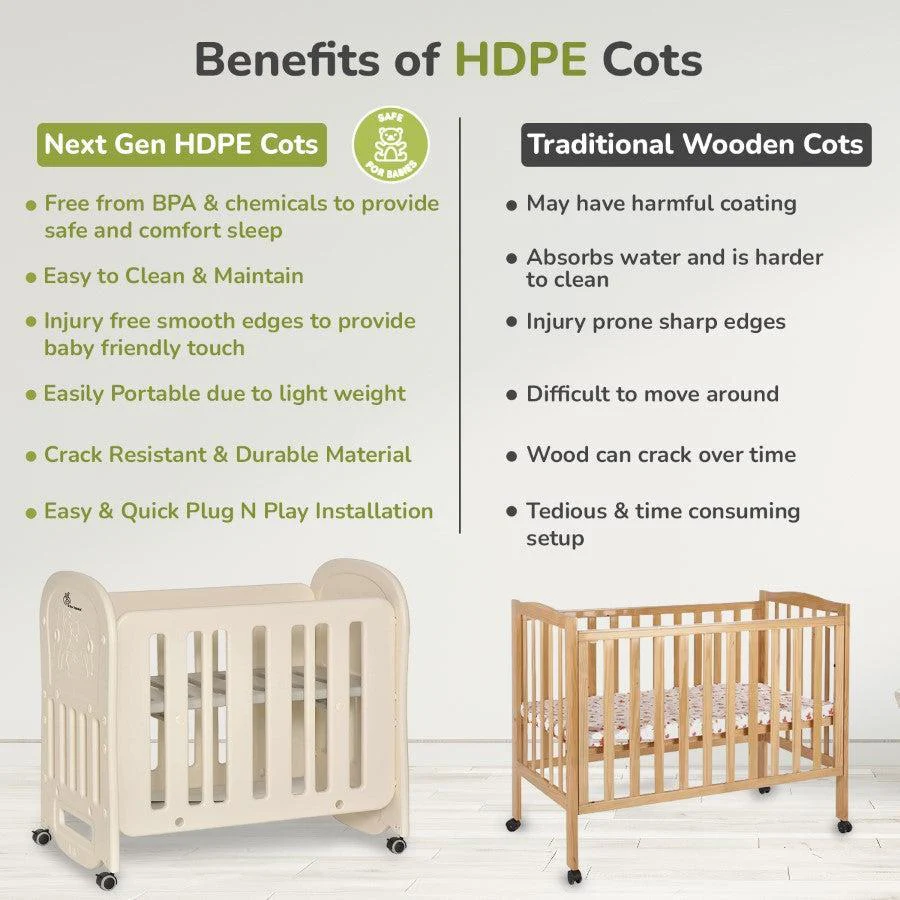 Dream N Play Baby Cot 2-in-1 Multipurpose Converted From Cot into a Rocking Cot - Beige - Image 3