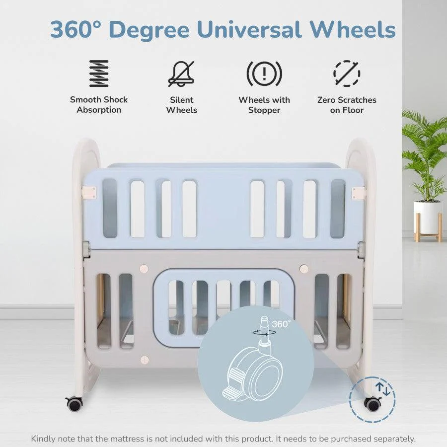Dream N Play Plus Baby Cot 3-in-1 Multipurpose and Plug N Play Installation - Grey Blue - Image 6