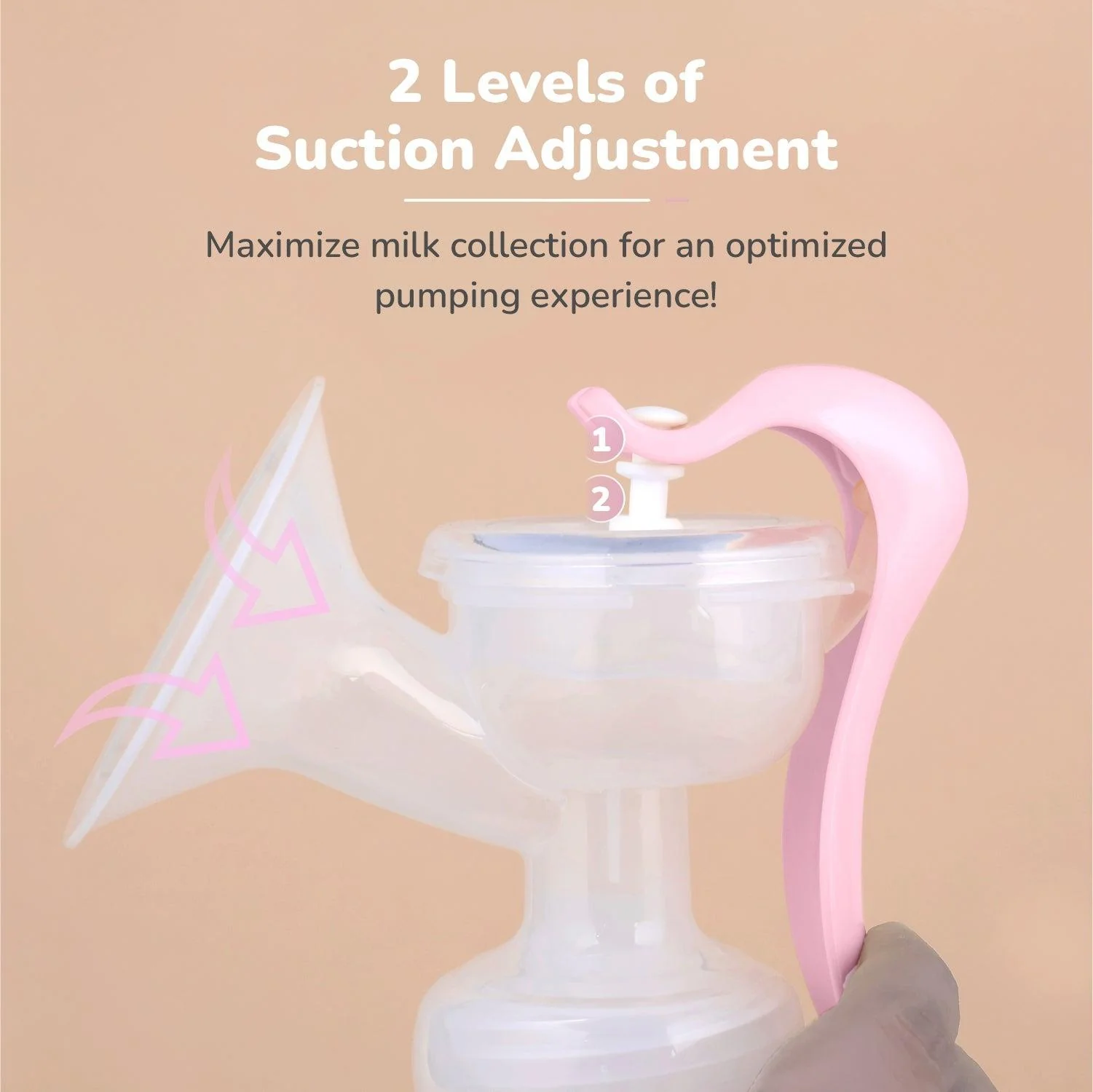 First Feed Cozy Manual Feeding Breast Pump With 2 Suction Level Adjustment - Blush Pink - Image 3