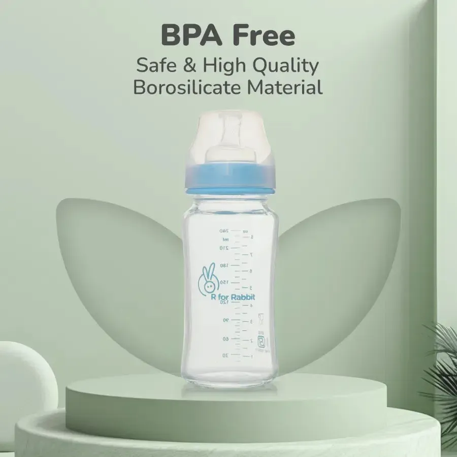 Glass Feeding Bottle 240 ml - Lake Blue - Image 2