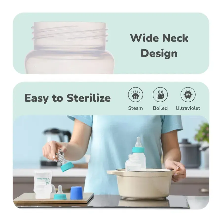 First feed 250 ml PP Feeding Bottle - Sea Green - Image 5
