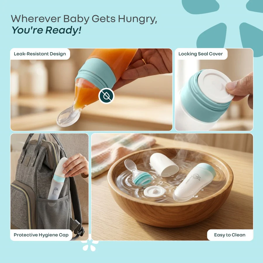 Silicone Feeding Bottle Spoon - Blue - Image 5