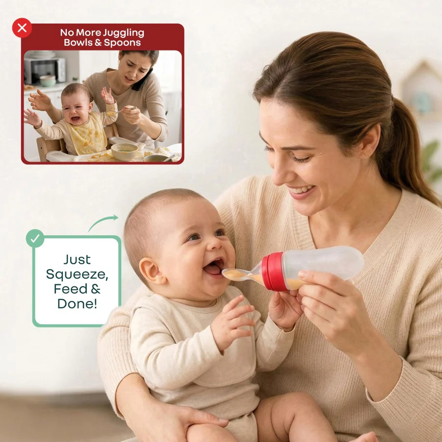 Silicone Feeding Bottle Spoon - Red - Image 3