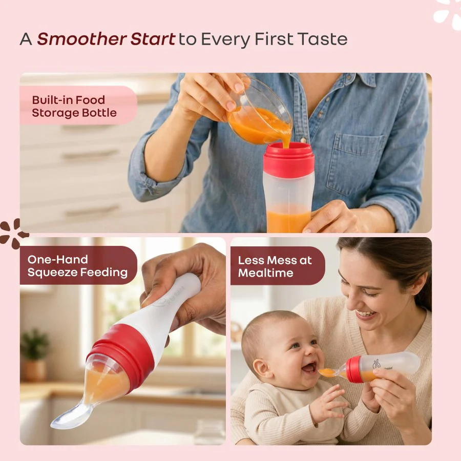 Silicone Feeding Bottle Spoon - Red - Image 4