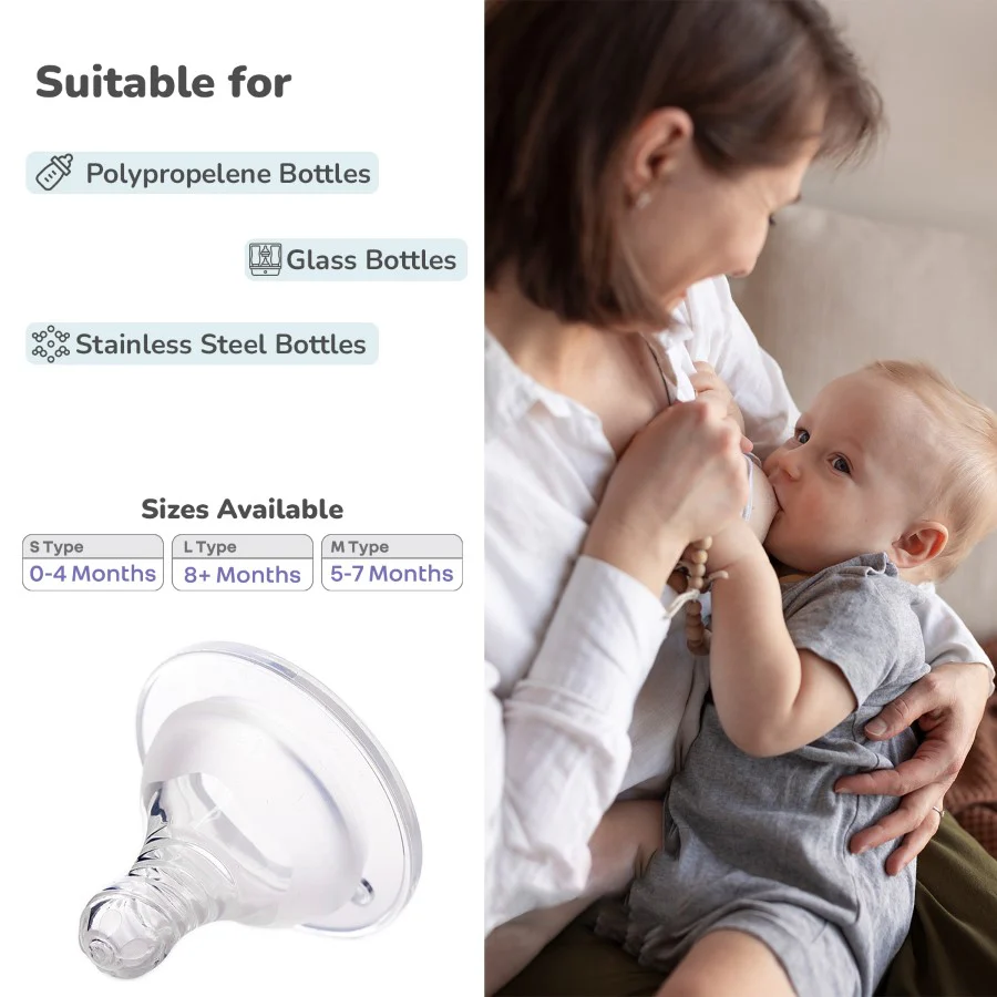 First Feed Soft Silicone Teat for Glass Bottles, PP Bottles, and SS Bottles Pack of 2 - Image 5