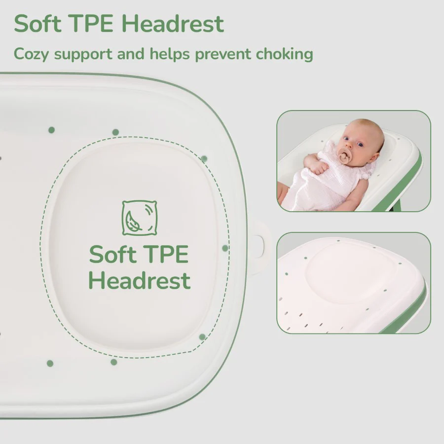 Fun Time Aqua Bath Tub For Kids With 3-Recline Positions - Green - Image 8