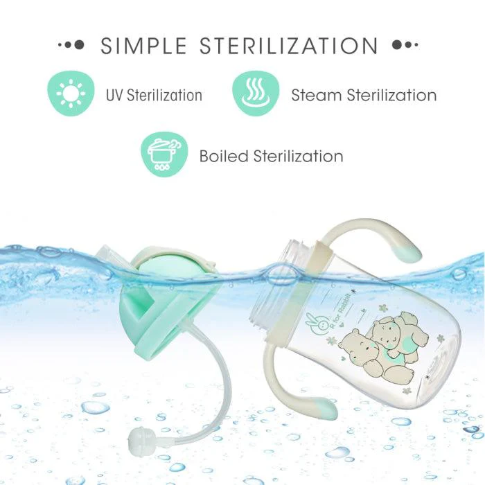 Hippo Straw Sipper Bottle For Babies 300ml - Green - Image 5