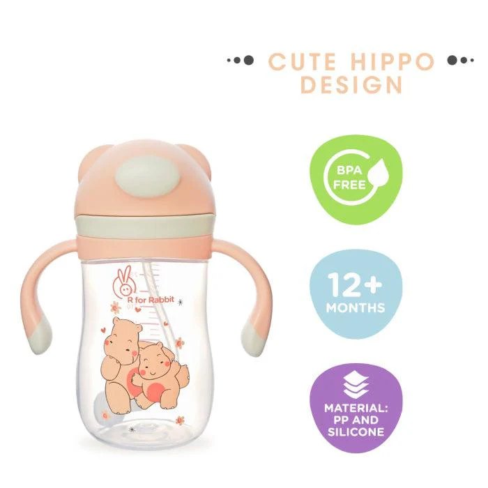 Hippo Straw Sipper Bottle For Babies 300ml - Yellow - Image 8