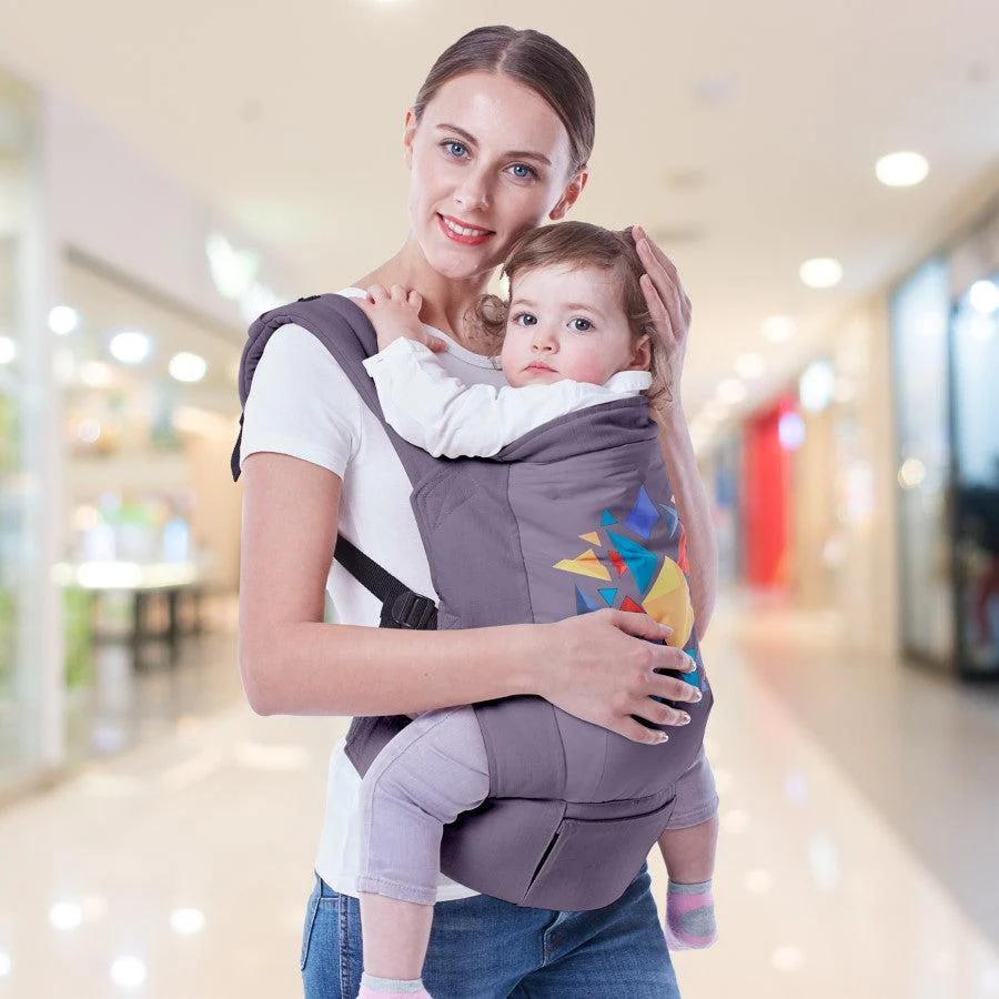 Hug Me Elite Baby Carrier Front & Back Carrier Position, Soft Linen Fabric, Wide Strap With Cap & Mobile Pocket - Dark Grey