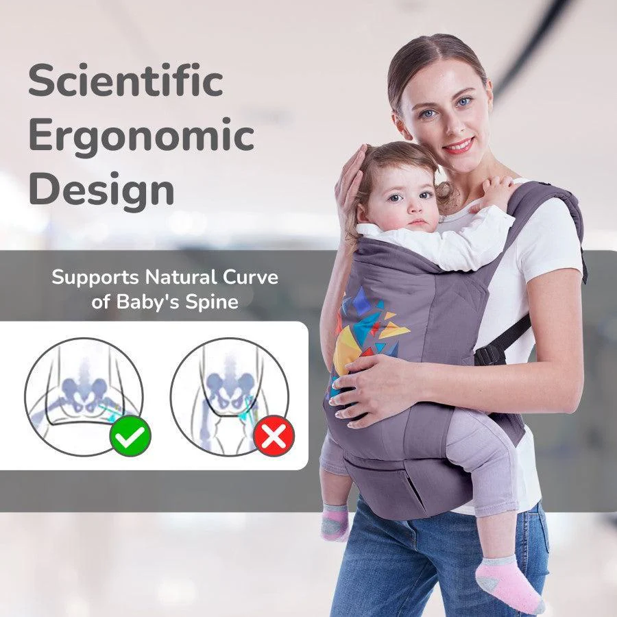 Hug Me Elite Baby Carrier Front & Back Carrier Position, Soft Linen Fabric, Wide Strap With Cap & Mobile Pocket - Dark Grey - Image 2