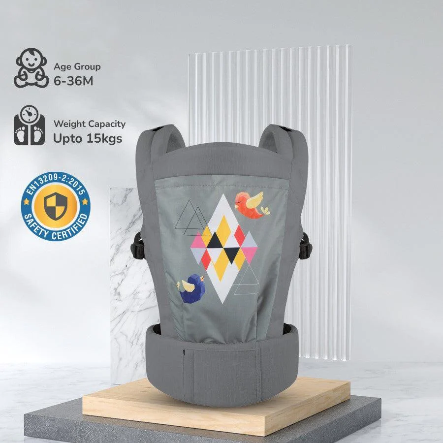 Hug Me Elite Baby Carrier Front & Back Carrier Position, Soft Linen Fabric, Wide Strap With Cap & Mobile Pocket - Grey - Image 6