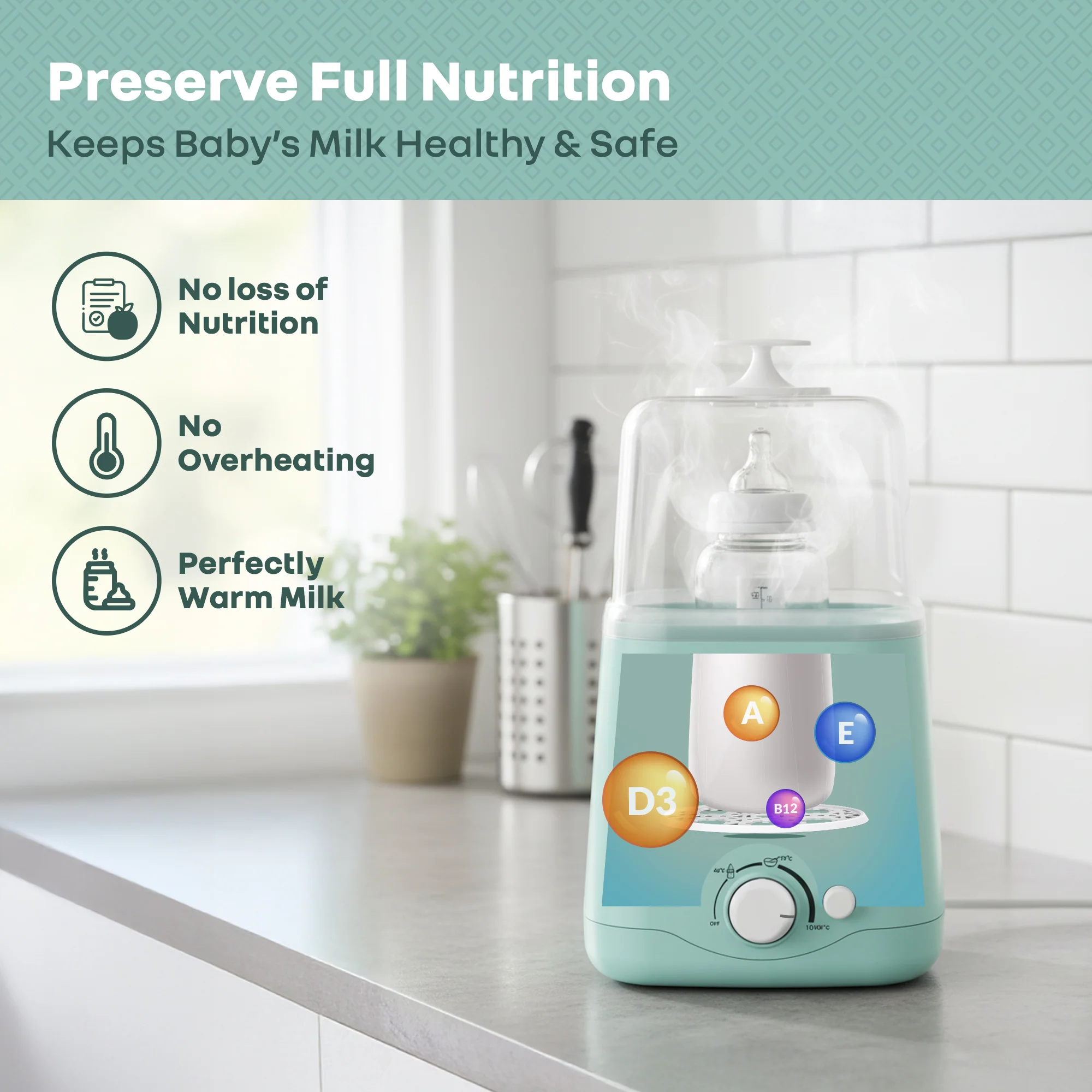 Hygo Smart 3-in-1 Bottle Warmer for Milk, Food & Bottle Sterilization - Sea Green - Image 5