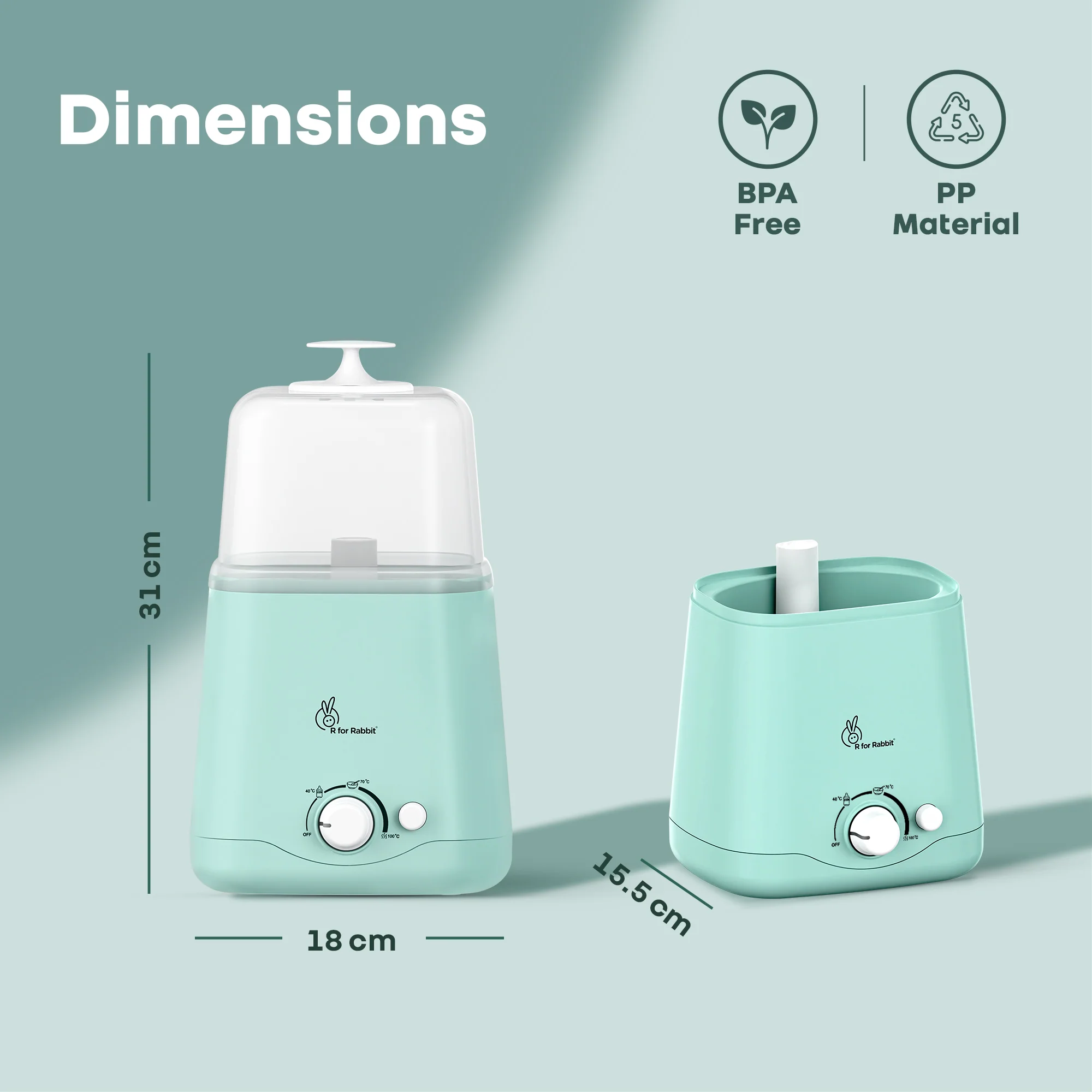 Hygo Smart 3-in-1 Bottle Warmer for Milk, Food & Bottle Sterilization - Sea Green - Image 8