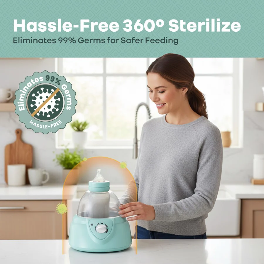 Hygo Smart 5-in-1 All-in-One Sterilizer for Bottles, Milk, Baby Food, Eggs & Juices - Sea Green - Image 3