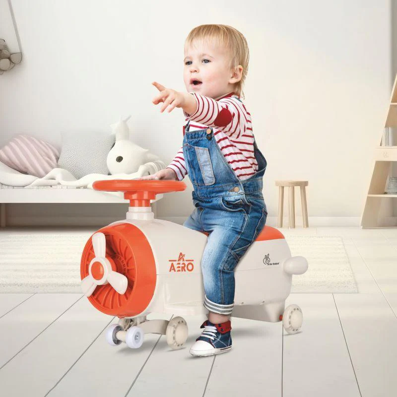 Iya Iya Aero Swing Car for kids 2 in 1 Ride On With ABEC 7 Bearing - Cream Orange - Image 6