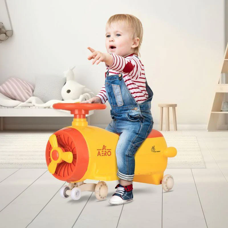 Iya Iya Aero Swing Car for kids 2 in 1 Ride On With ABEC 7 Bearing - Yellow Orange - Image 6