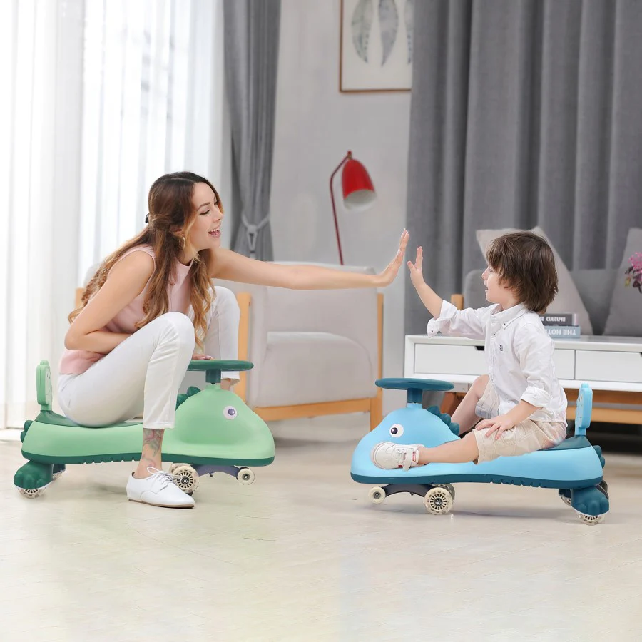 Iya Iya Dino Swing Car For Kids - Inbuilt Music With Light, PU LED Wheels, ABEC 7 Bearing, Up to 100 Kgs Capacity - Sea Green - Image 6