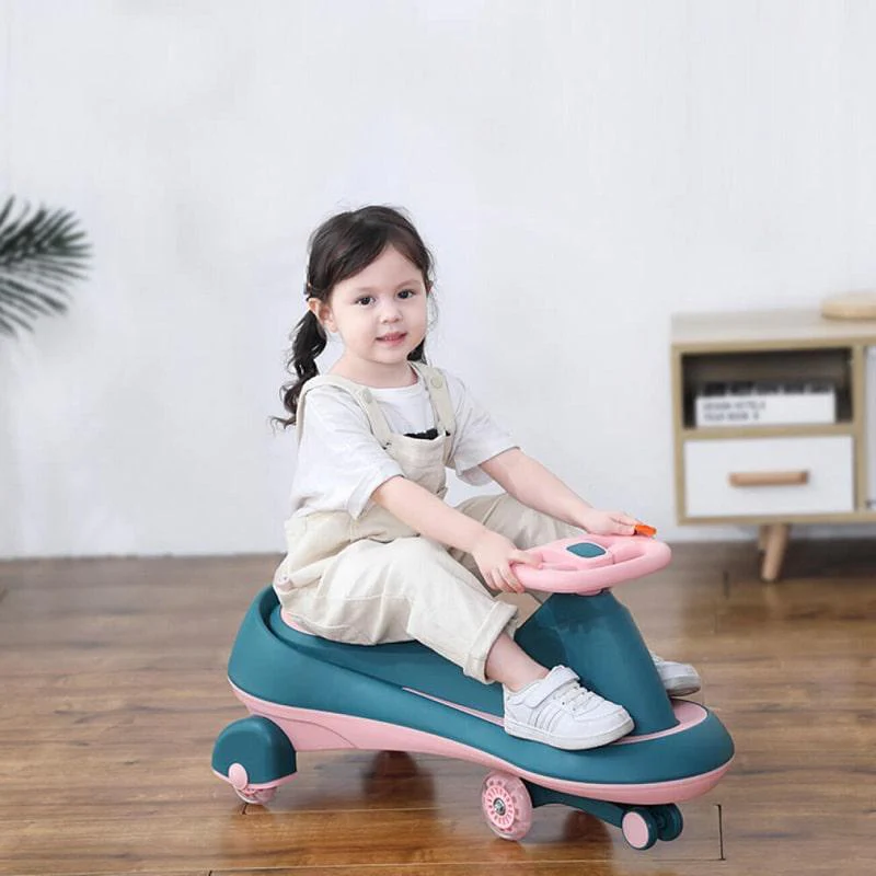 Iya Iya Drift Swing Car - Inbuilt Music, Scratch Free PU Led Wheels, Up to 125 Kgs Capacity - Green Pink