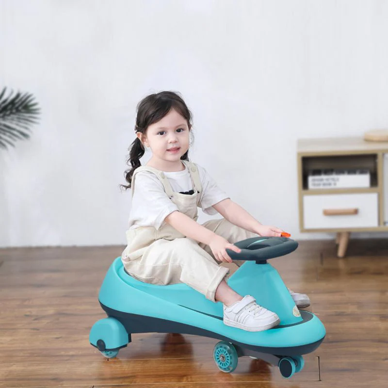 Iya Iya Drift Swing Car - Inbuilt Music, Scratch Free PU Led Wheels, Up to 125 Kgs Capacity - Sky Blue