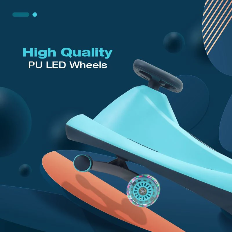 Iya Iya Drift Swing Car - Inbuilt Music, Scratch Free PU Led Wheels, Up to 125 Kgs Capacity - Sky Blue - Image 2