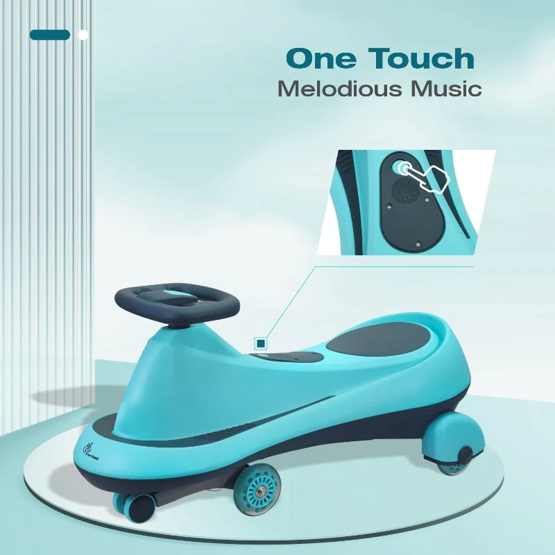 Iya Iya Drift Swing Car - Inbuilt Music, Scratch Free PU Led Wheels, Up to 125 Kgs Capacity - Sky Blue - Image 3