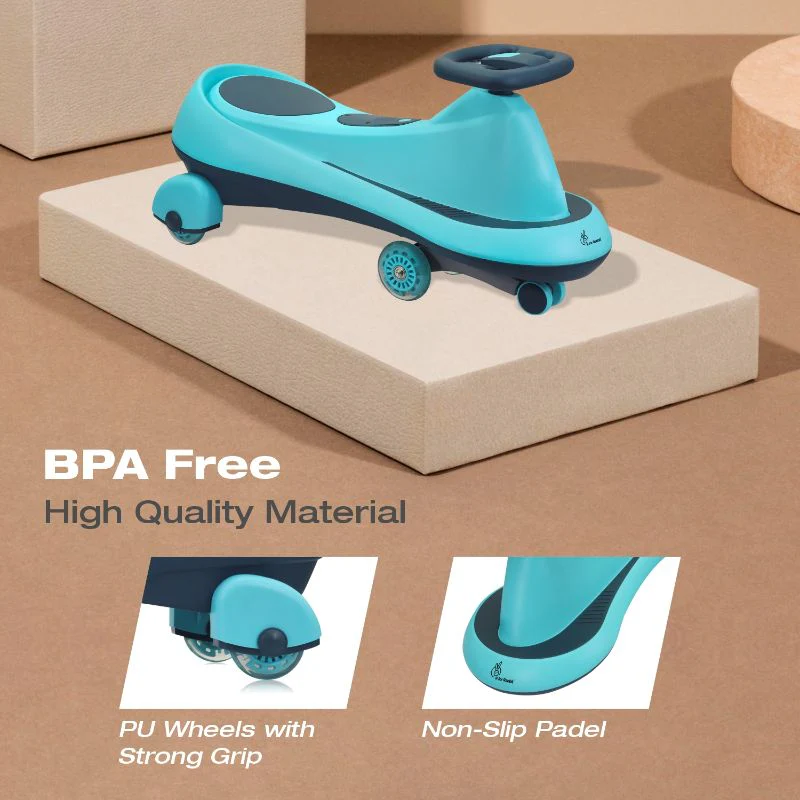 Iya Iya Drift Swing Car - Inbuilt Music, Scratch Free PU Led Wheels, Up to 125 Kgs Capacity - Sky Blue - Image 6