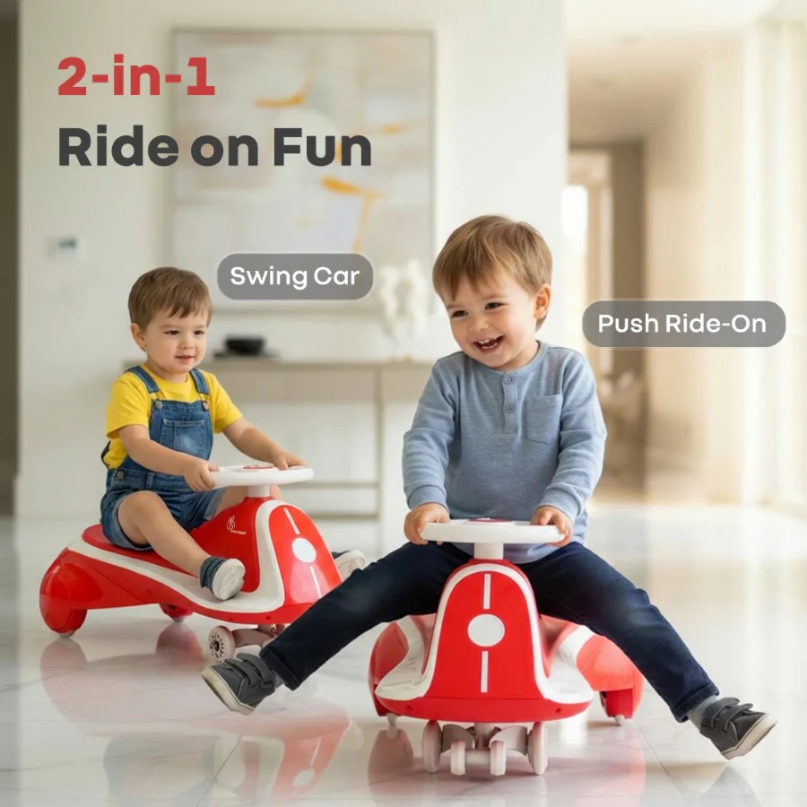 Iya Iya Sportz Ace Swing Car for Kids with BIS Certified Safety, ABEC 7 Bearings, Stable Triangular Structure & Ergonomic Steering (3+ Years) - Red Grey - Image 2