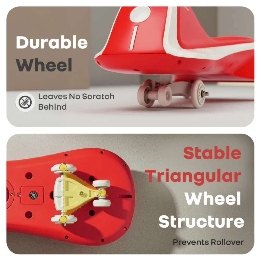 Iya Iya Sportz Ace Swing Car for Kids with BIS Certified Safety, ABEC 7 Bearings, Stable Triangular Structure & Ergonomic Steering (3+ Years) - Red Grey - Image 6
