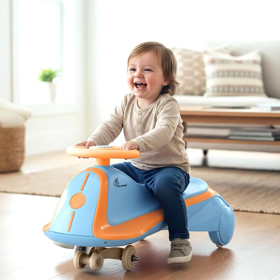 Iya Iya Sportz Ace Swing Car for Kids with BIS Certified Safety, ABEC 7 Bearings, Stable Triangular Structure & Ergonomic Steering (3+ Years) - Blue Orange