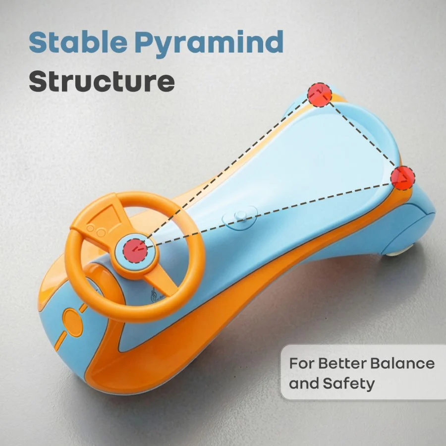 Iya Iya Sportz Ace Swing Car for Kids with BIS Certified Safety, ABEC 7 Bearings, Stable Triangular Structure & Ergonomic Steering (3+ Years) - Blue Orange - Image 7
