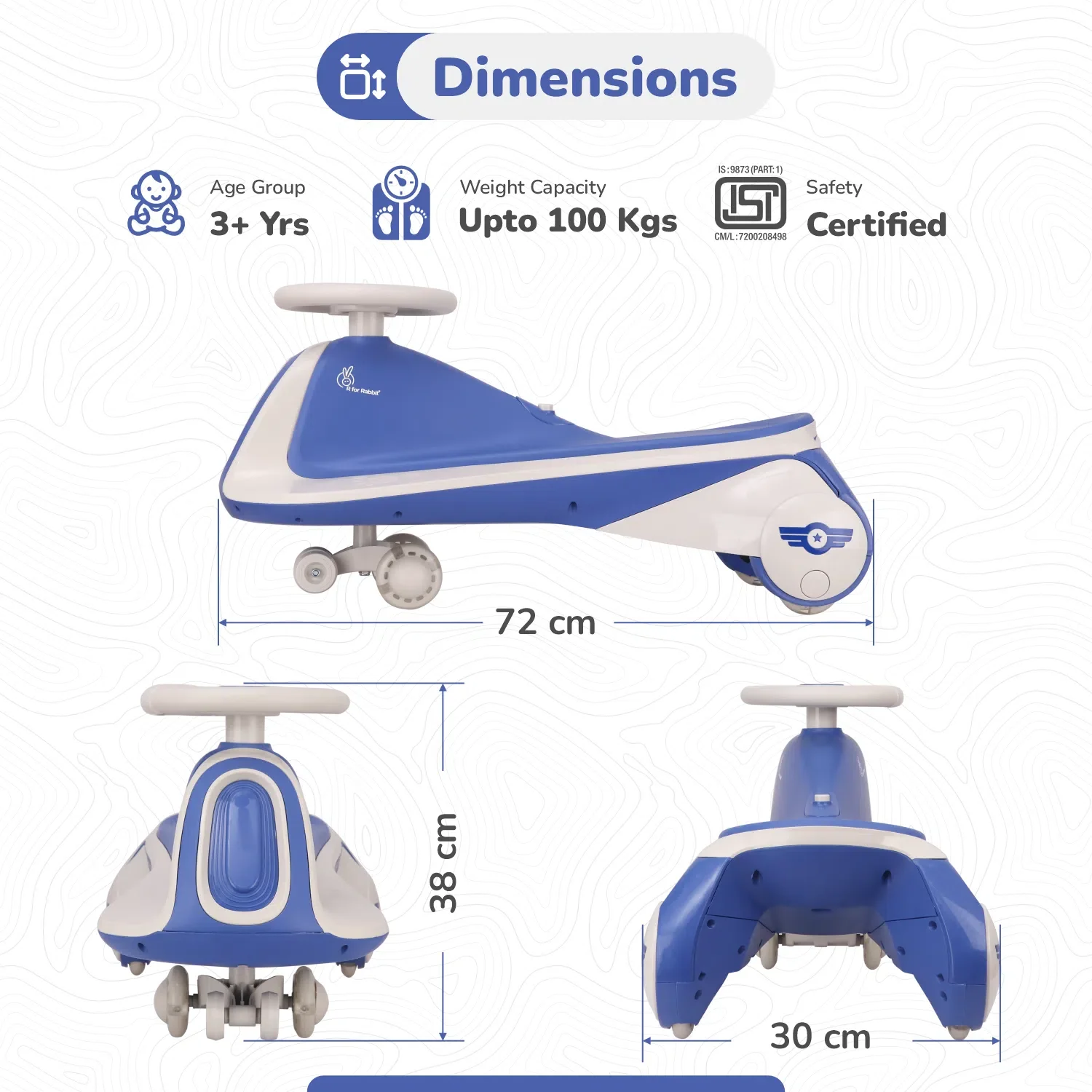Iya Iya Sportz swing car for kids - Blue Grey - Image 7