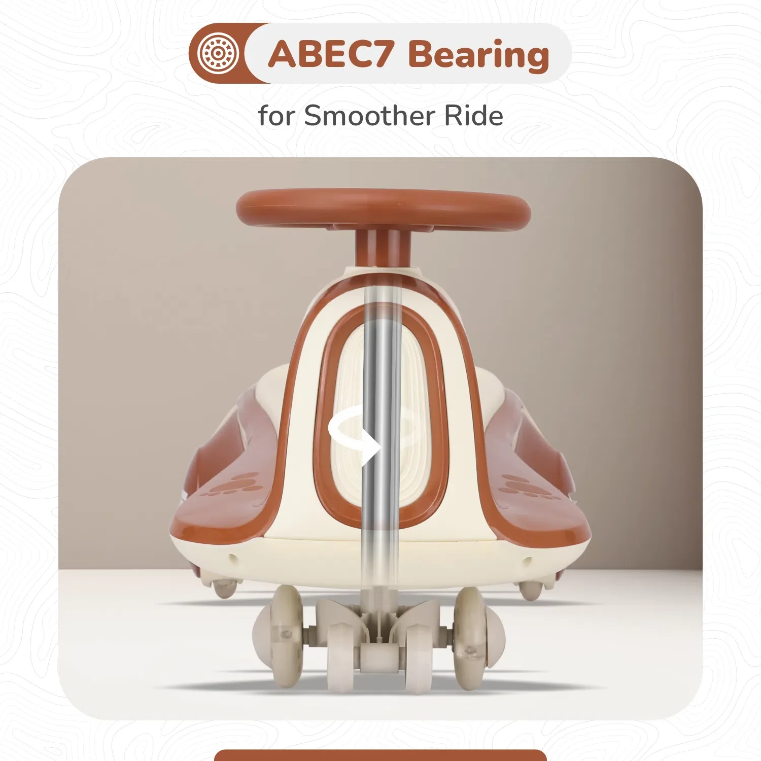 Iya Iya Sportz swing car for kids - Cream Brown - Image 4