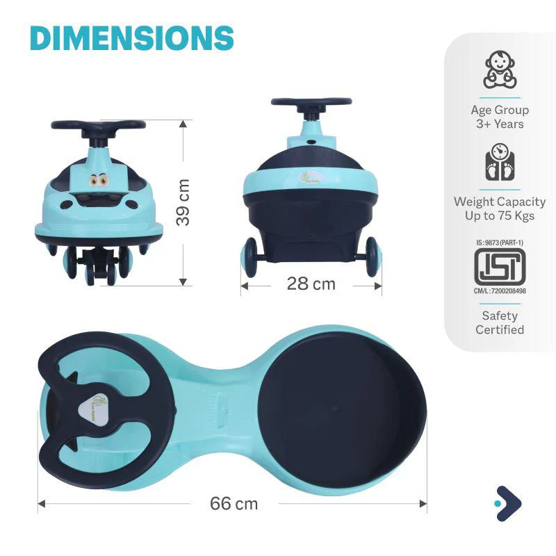 Iya Iya Zippy Swing Car For Kids - Lake Blue - Image 8