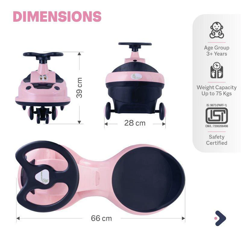 Iya Iya Zippy Swing Car For Kids - Pink - Image 7