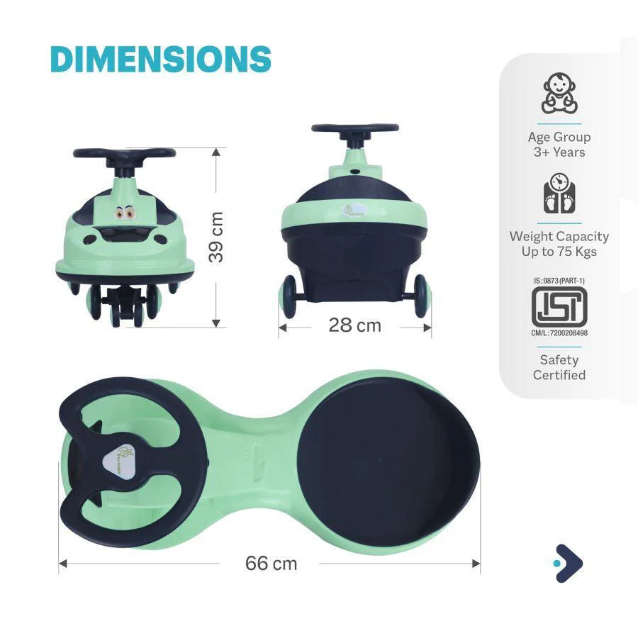 Iya Iya Zippy Swing Car For Kids - Sea Green - Image 8