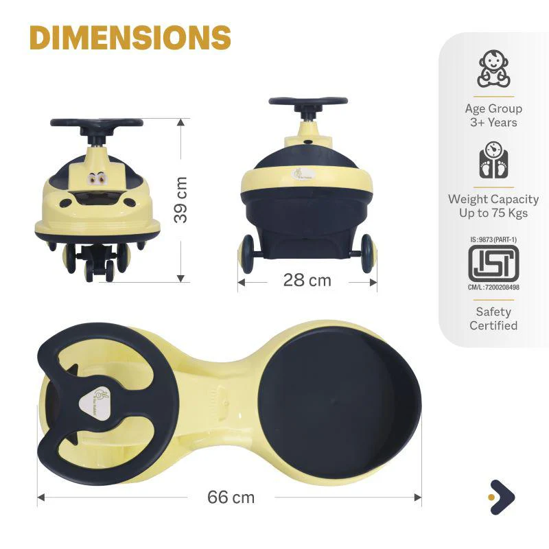 Iya Iya Zippy Swing Car For Kids - Yellow - Image 8