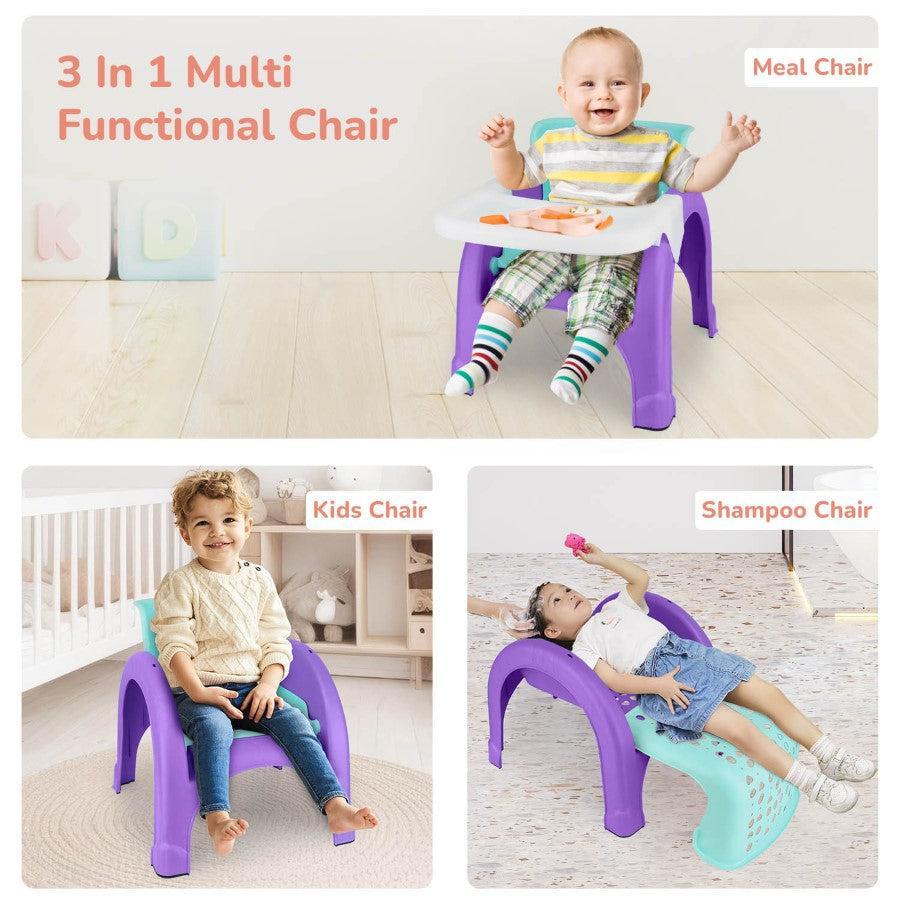 Jelly Bean 3 in 1 Multi-Functional Kids Chair - Green Purple - Image 2