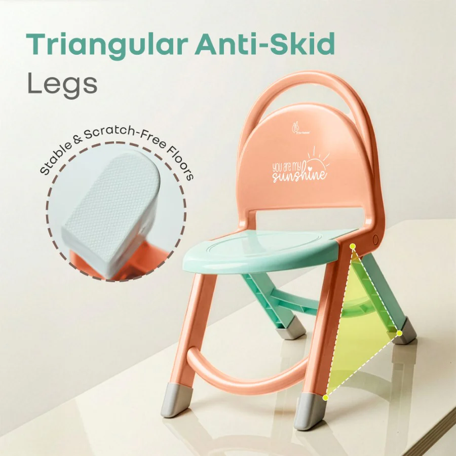 Jelly Bean Zippy Foldable Kids Chair - Ergonomic, Durable PP Material, Triangular Stable Structure, Travel-Friendly & Multi-Activity Chair (1-8 Years) - Peach Green - Image 4