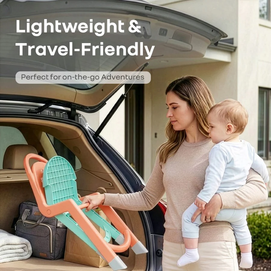 Jelly Bean Zippy Foldable Kids Chair - Ergonomic, Durable PP Material, Triangular Stable Structure, Travel-Friendly & Multi-Activity Chair (1-8 Years) - Peach Green - Image 7