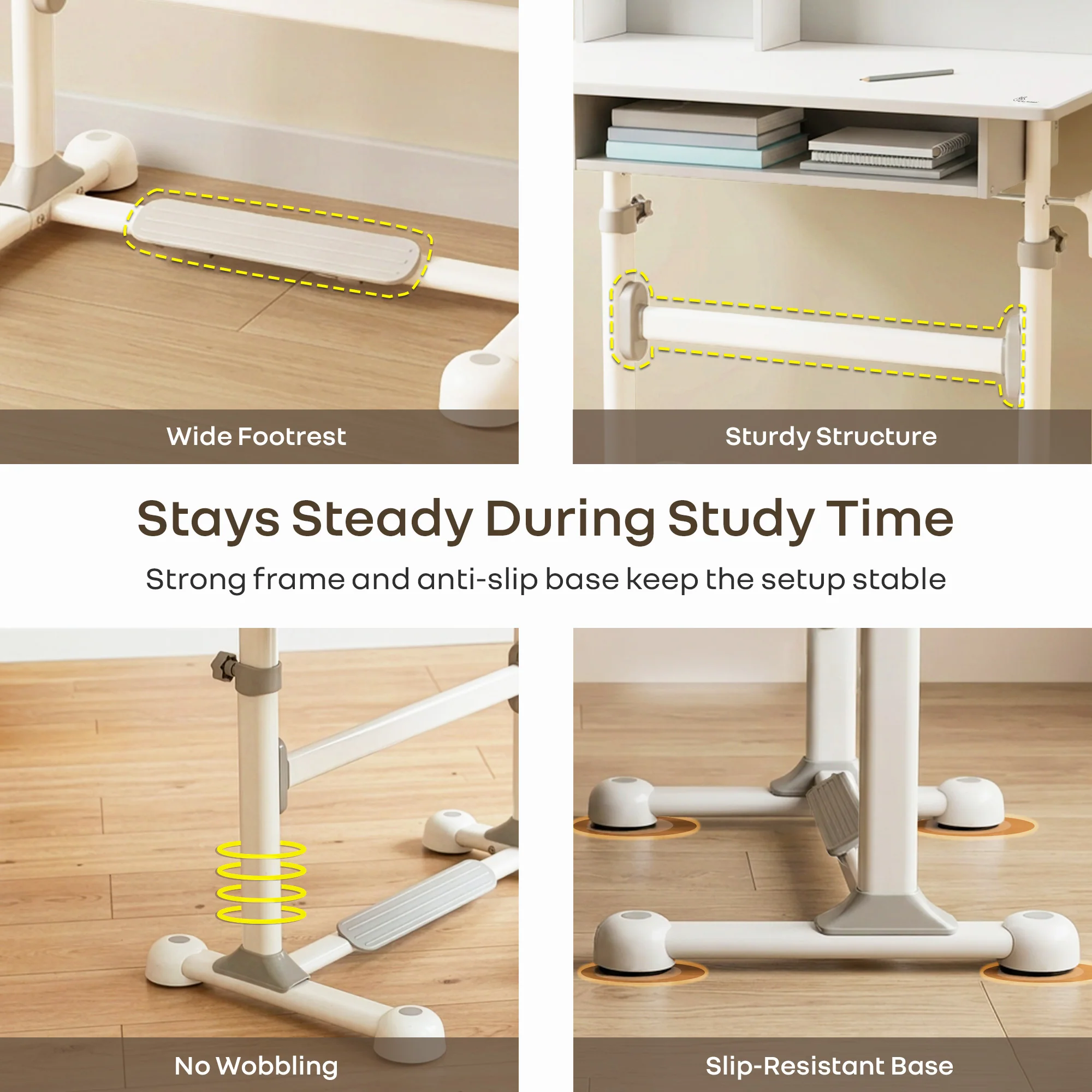 Kiddie Grow Flex Adjustable Kids Study Table with Chair – Ergonomic Desk with Storage Shelves, Drawer, Spacious Tabletop & Height Adjustment for Growing Kids (3–15 Years) - Grey White - Image 7